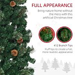 Homcom 5.5' Tall Pencil Slim Artificial Christmas Tree With Realistic Branches, 412 Tip Count And 21 Pine Cones, Pine Needles Tree, Xmas Decoration