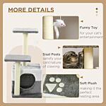 Pawhut Cat Tree W/ Sisal Scratching Posts, House, Perches, Toy Mouse, Grey