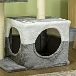 Pawhut Cat Tree W/ Sisal Scratching Posts, House, Perches, Toy Mouse, Grey