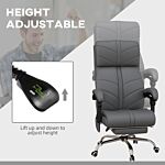 Vinsetto Vibration Massage Office Chair With Heat, Pu Leather Computer Chair With Footrest, Armrest, Reclining Back, Grey