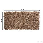 Area Rug Shaggy Beige Leather 80 X 150 Cm Shag Pile Rectangular Handcrafted Beliani