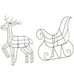 Outdoor Led Decoration Silver Metal Sleigh Reindeer Seasonal Home Décor With Lights Beliani