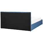 Bed Frame Blue Fabric Upholstery Eu King Size 5ft3 Lift Up Storage With Headboard And Slatted Base Beliani