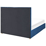 Bed Frame Navy Blue Velvet Eu Double Size 4ft6 With Storage And Drawers Glamour Modern Style Beliani