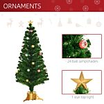 Homcom 5ft Pre Lit Christmas Tree Artificial Tree Fiber Optic Holiday Home Xmas Indoor Decoration With Golden Stand Green