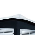 Outsunny Lockable Garden Shed Large Patio Roofed Tool Metal Storage Building Foundation Sheds Box Outdoor Furniture, 7ft X 4ft, Dark Grey