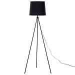 Floor Lamp Black Metal 149 Cm Tripod Polycotton Drum Shade Modern Design Beliani