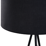 Floor Lamp Black Metal 149 Cm Tripod Polycotton Drum Shade Modern Design Beliani