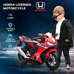 Homcom Electric Ride On Motorcycle With Headlights Music, 6v Battery Powered Kids Motorcycle Vehicle With Training Wheels, Outdoor Play Toy Red