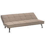 Sofa Bed Beige 3-seater Quilted Upholstery Click Clack Metal Legs Beliani