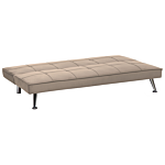 Sofa Bed Beige 3-seater Quilted Upholstery Click Clack Metal Legs Beliani