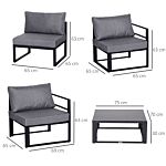 Outsunny 6pcs Outdoor Sectional Sofa Set Conversation Aluminum Frame W/ Cushion