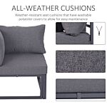 Outsunny 6pcs Outdoor Sectional Sofa Set Conversation Aluminum Frame W/ Cushion