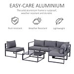 Outsunny 6pcs Outdoor Sectional Sofa Set Conversation Aluminum Frame W/ Cushion