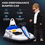 Homcom Electric Kids Bumper Car, 6v 360-degree Rotation Waltzer Car, Battery Powered Ride On Car W/ Music, Horn, Lights For 18-48 Months