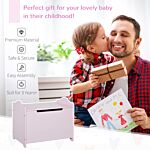 Homcom Wooden Kids Children Toy Storage Organizer Chest Safety Hinge Play Room Furniture Pink 60 X 40 X 48 Cm