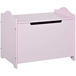 Homcom Wooden Kids Children Toy Storage Organizer Chest Safety Hinge Play Room Furniture Pink 60 X 40 X 48 Cm