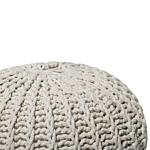 Pouf Ottoman Beige Knitted Cotton Eps Beads Filling Round Small Footstool 50 X 35 Cm Beliani