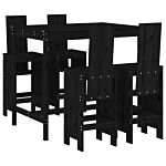 Vidaxl 5 Piece Garden Bar Set Black Solid Wood Pine