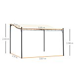 Outsunny 4 X 3 Meters Canopy Metal Wall Gazebo Awning Garden Marquee Shelter Door Porch - Cream