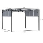 Outsunny 3 X 3(m) Steel Pergola Gazebo Garden Shelter With Retractable Roof Canopy For Outdoor, Patio, Dark Grey