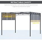 Outsunny 3 X 3(m) Steel Pergola Gazebo Garden Shelter With Retractable Roof Canopy For Outdoor, Patio, Dark Grey