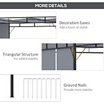 Outsunny 3 X 3(m) Steel Pergola Gazebo Garden Shelter With Retractable Roof Canopy For Outdoor, Patio, Dark Grey