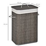 Homcom Laundry Basket With Flip Lid And String Handles, Collapsible Hamper Removable Lining Board Base Foldable Water-resistant Dirty Clothes Storage