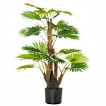 Homcom Artificial Tree, Tropical Palm Tree, Fake Decorative Plant In Nursery Pot For Indoor Outdoor Décor, 135cm