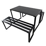 Outsunny 3pcs Outdoor Dining Set Metal Beer Table Bench Patio Garden Yard Black