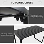 Outsunny 3pcs Outdoor Dining Set Metal Beer Table Bench Patio Garden Yard Black