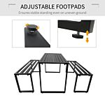 Outsunny 3pcs Outdoor Dining Set Metal Beer Table Bench Patio Garden Yard Black