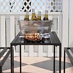 Outsunny 3pcs Outdoor Dining Set Metal Beer Table Bench Patio Garden Yard Black