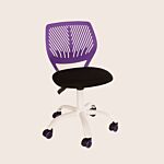Loft Home Office Compact Teenage Study Chair, Purple Plastic Seat Back, Black Fabric Seat With White Base
