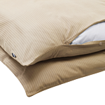 Duvet Cover And Pillowcase Set Sand Beige Striped Sateen Cotton 200 X 220 Cm Modern Bedroom Beliani