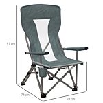 Outsunny Folding Camp Chair Portable Chair W/ Cup Holder Holds Up To 136kg Perfect For Camping, Festivals, Garden, Caravan Trips, Beach And Bbqs