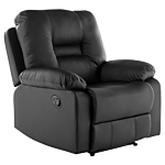 Living Room Set 3 Seater 2 Seater Armchair Black Recliner Faux Leather Manually Adjustable Back And Footrest Beliani