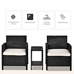 Outsunny Rattan Garden Furniture Outdoor 3 Pieces Patio Bistro Set Jack And Jill Seat Wicker Weave Conservatory Sofa Chair Table Set W/cushion Black