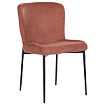 Set Of 2 Chairs Brown With Rusty Tone Polyester Knitted Texture Metal Legs Beliani