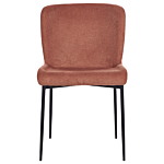 Set Of 2 Chairs Brown With Rusty Tone Polyester Knitted Texture Metal Legs Beliani