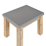 Outdoor Garden Stool Grey Fibre Cement Seat Light Acacia Wood Base Modern Industrial Patio Footstool Beliani