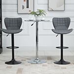 Homcom Bar Stools Set Of 2 Adjustable Height Swivel Bar Chairs In Pu Leather With Backrest & Footrest, Grey