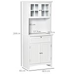 Homcom Kitchen Buffet And Hutch Wooden Storage Cupboard W/ Framed Glass Door, Drawer, Space For Dining And Living Room, 68.6w X 40d X 164hcm, White