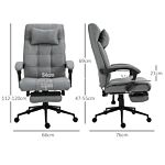 Vinsetto Office Chair With Footrest Ergonomic Office Chair With Armrests Lumber Support And Headrest Light Grey