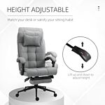 Vinsetto Office Chair With Footrest Ergonomic Office Chair With Armrests Lumber Support And Headrest Light Grey