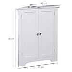 Kleankin Triangle Bathroom Cabinet, Corner Bathroom Storage Unit With Adjustable Shelf And Recessed Door, Free Standing, White