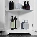 Kleankin Triangle Bathroom Cabinet, Corner Bathroom Storage Unit With Adjustable Shelf And Recessed Door, Free Standing, White