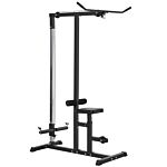 Homcom Power Tower Adjustable Pulldown Machine, Dip Station Stand Weighted Ab Crunches Workout Abdominal Exercise For Home Gym Tower Body Building