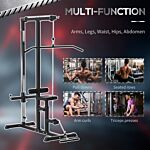 Homcom Power Tower Adjustable Pulldown Machine, Dip Station Stand Weighted Ab Crunches Workout Abdominal Exercise For Home Gym Tower Body Building