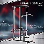 Homcom Power Tower Adjustable Pulldown Machine, Dip Station Stand Weighted Ab Crunches Workout Abdominal Exercise For Home Gym Tower Body Building